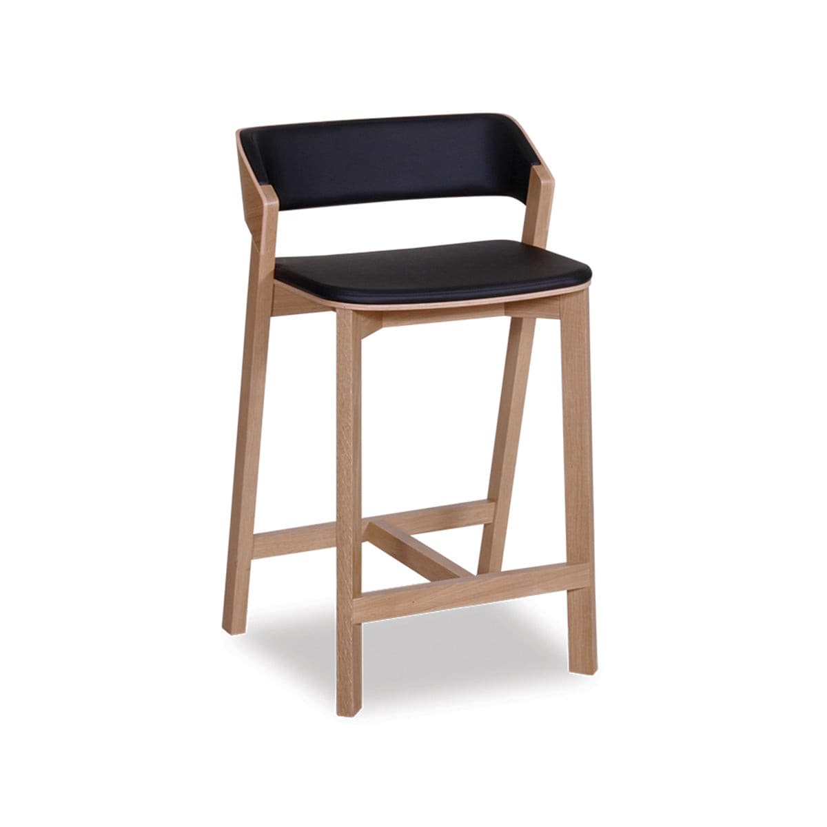 Merano Bar Stool (Natural Oak/Black Pad).