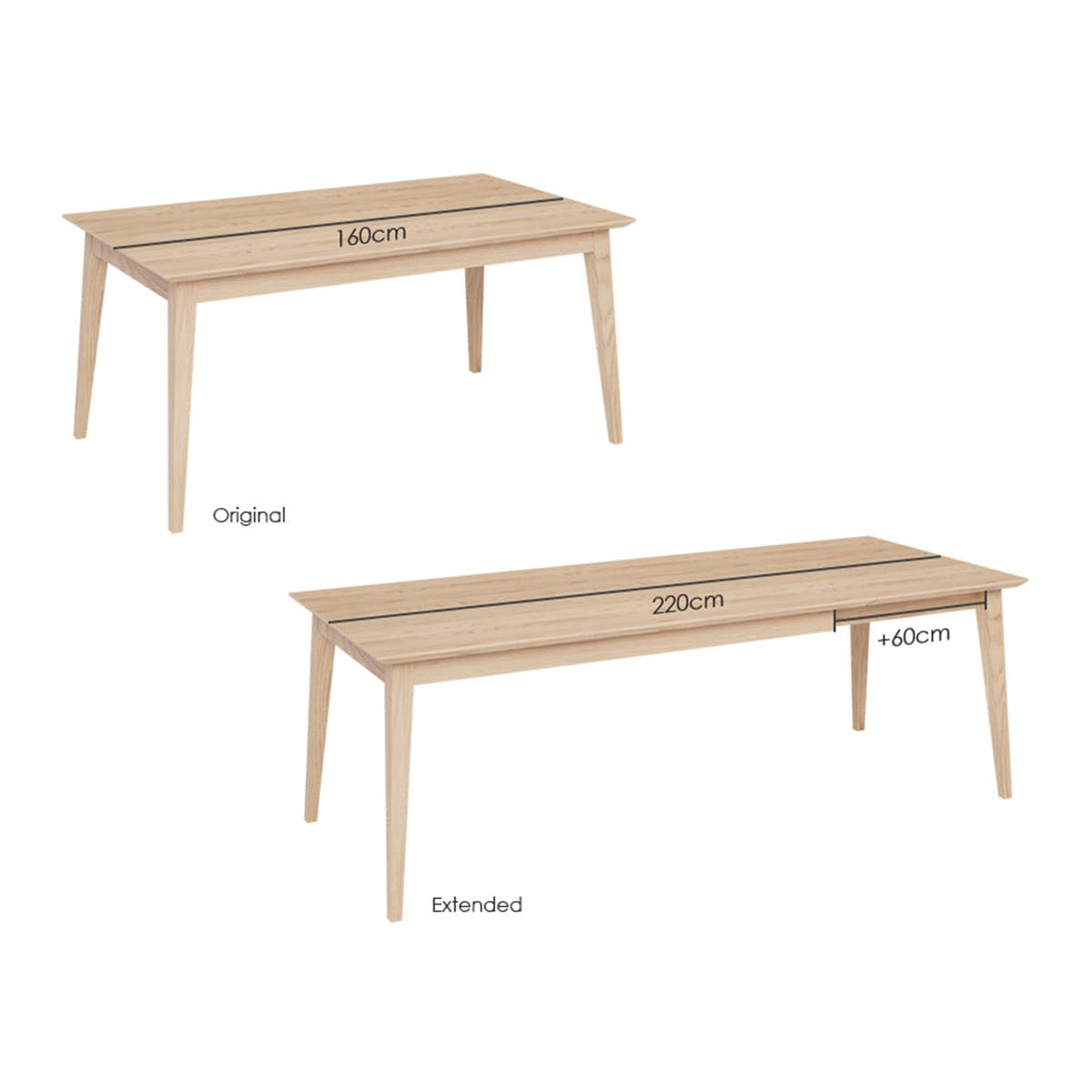 Jutland Extendable Dining Table (Natural Oak).