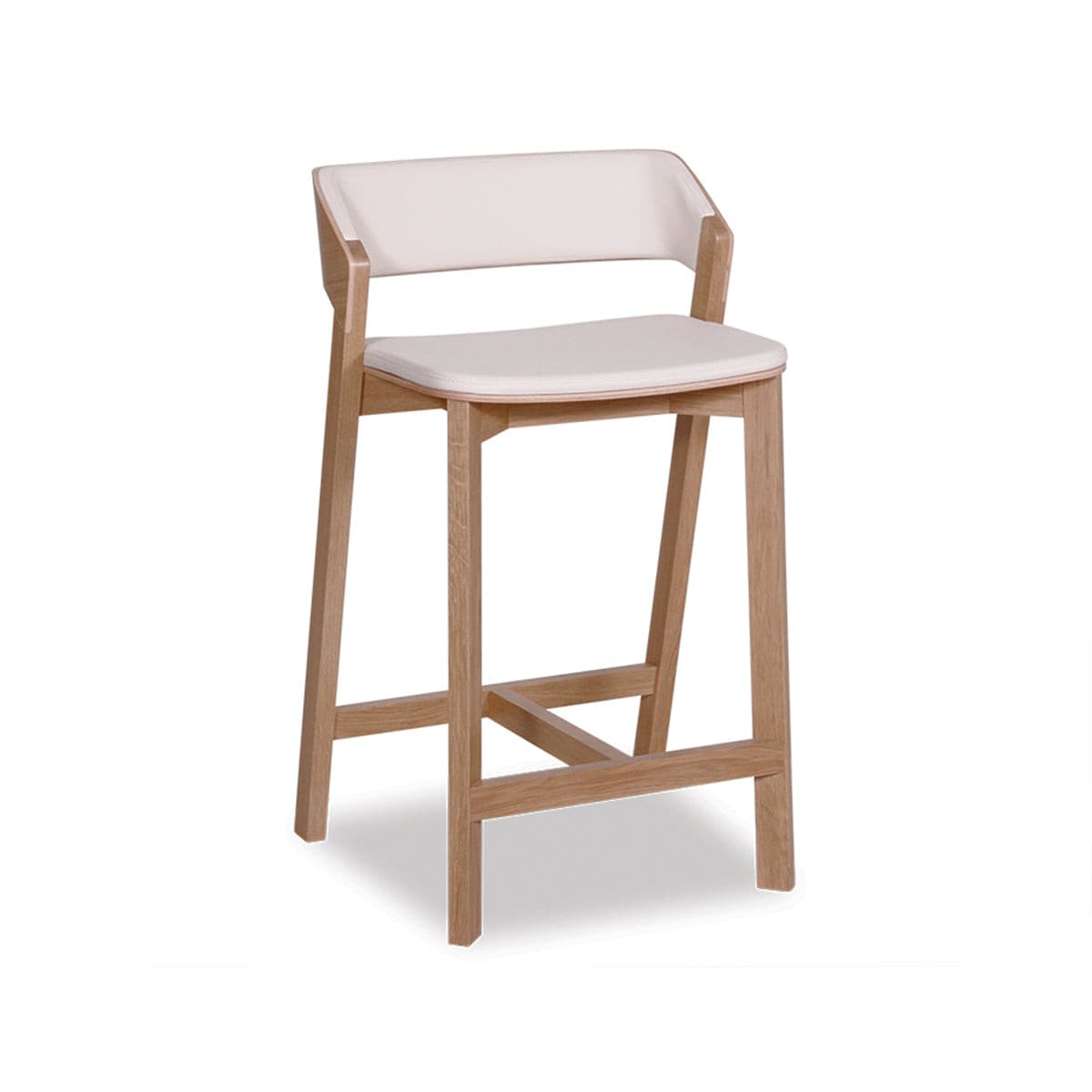 Merano Bar Stool (Natural Oak/White Pad).