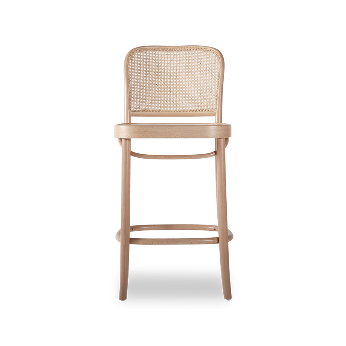811 Hoffmann Bar Stool - Wood Seat/Cane Backrest (Natural).