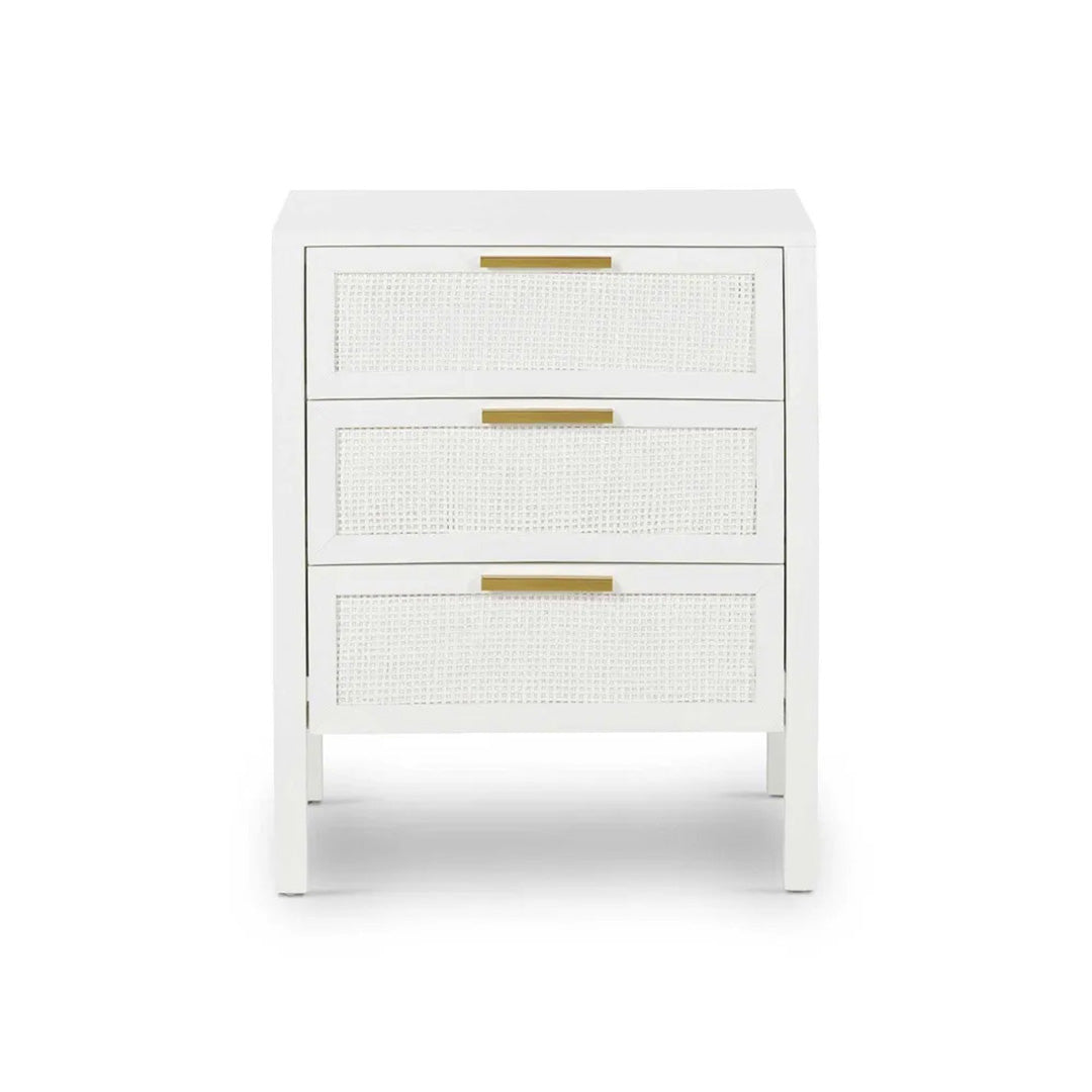 Santorini Bedside Table With 3 Drawers - White