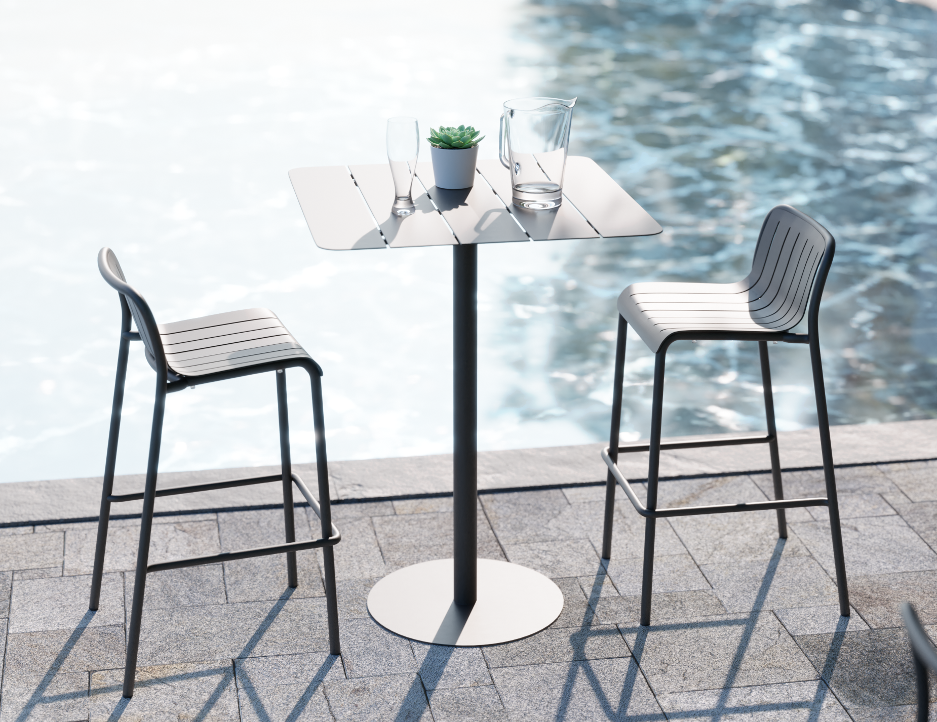 Roku Bar Stool - Outdoor - Matt Charcoal