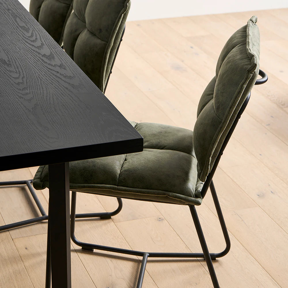 Cecil Dining Chair - Olive Green Leather