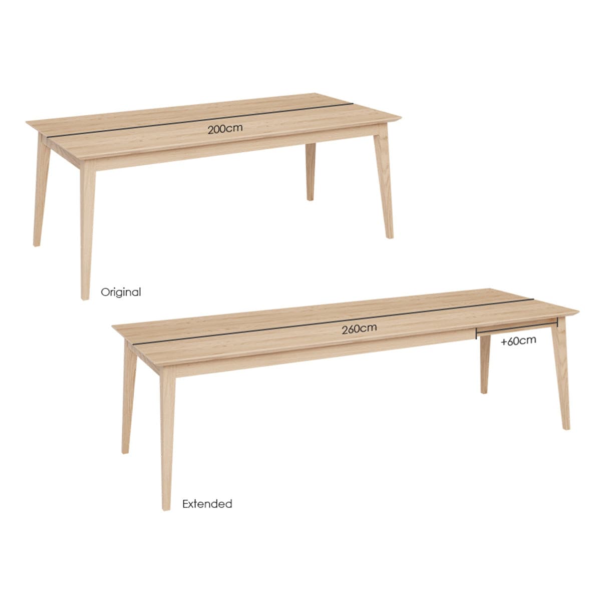 Jutland Extendable Dining Table (Natural Oak).