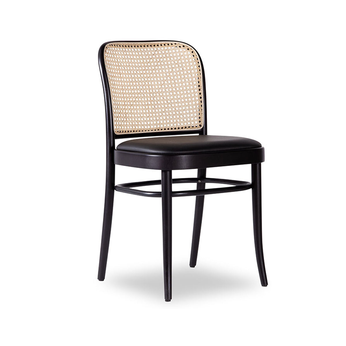 811 Hoffmann Chair - Padded Seat/Cane Backrest (Black Stain).