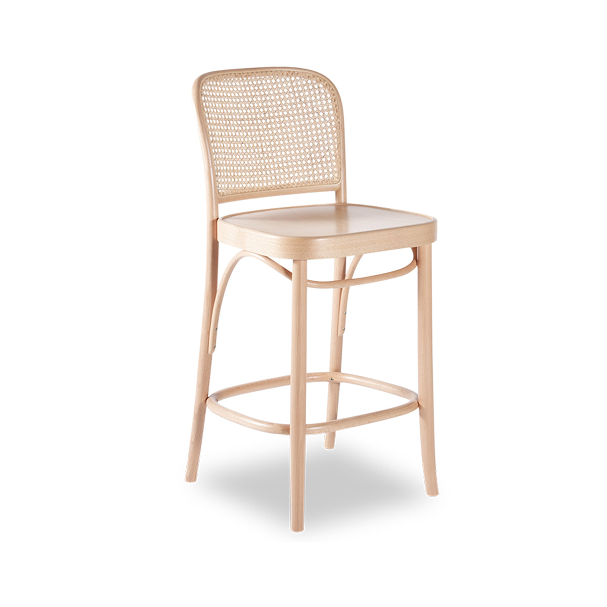 811 Hoffmann Bar Stool - Wood Seat/Cane Backrest (Natural).