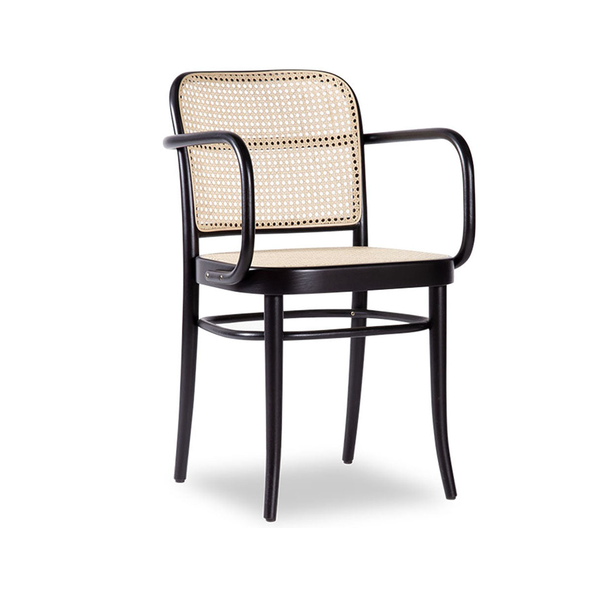 811 Hoffmann Armchair - Cane Seat/Cane Backrest (Black Stain).