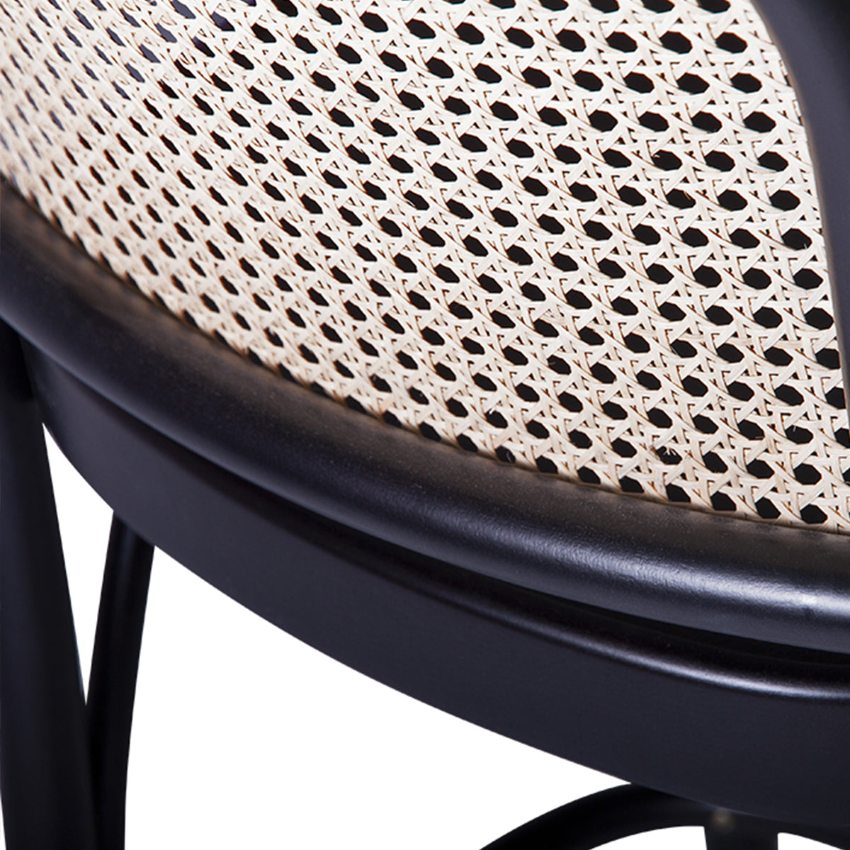 Hoffmann Bar Stool - Wood Seat/Cane Backrest (Black Stain).
