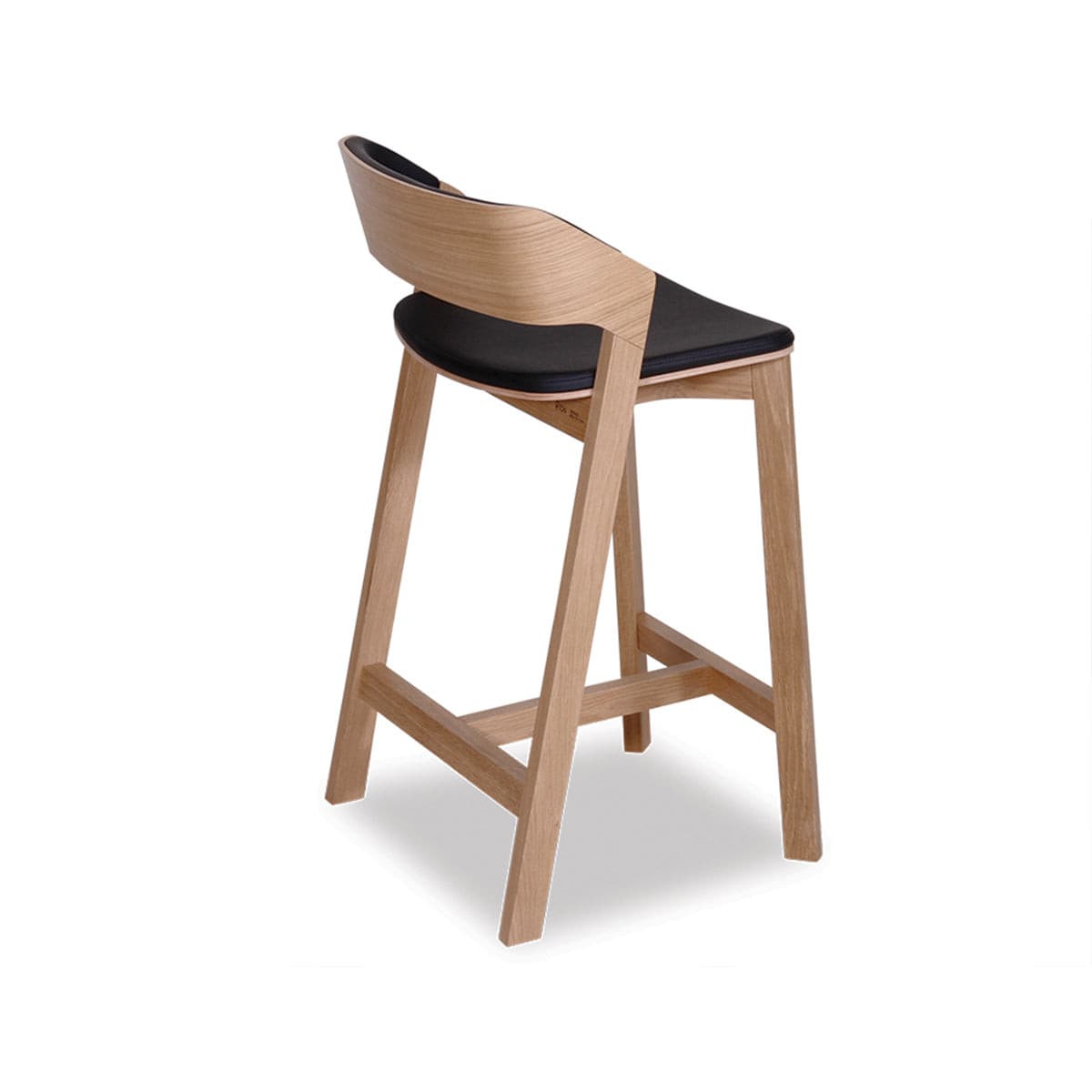 Merano Bar Stool (Natural Oak/Black Pad).