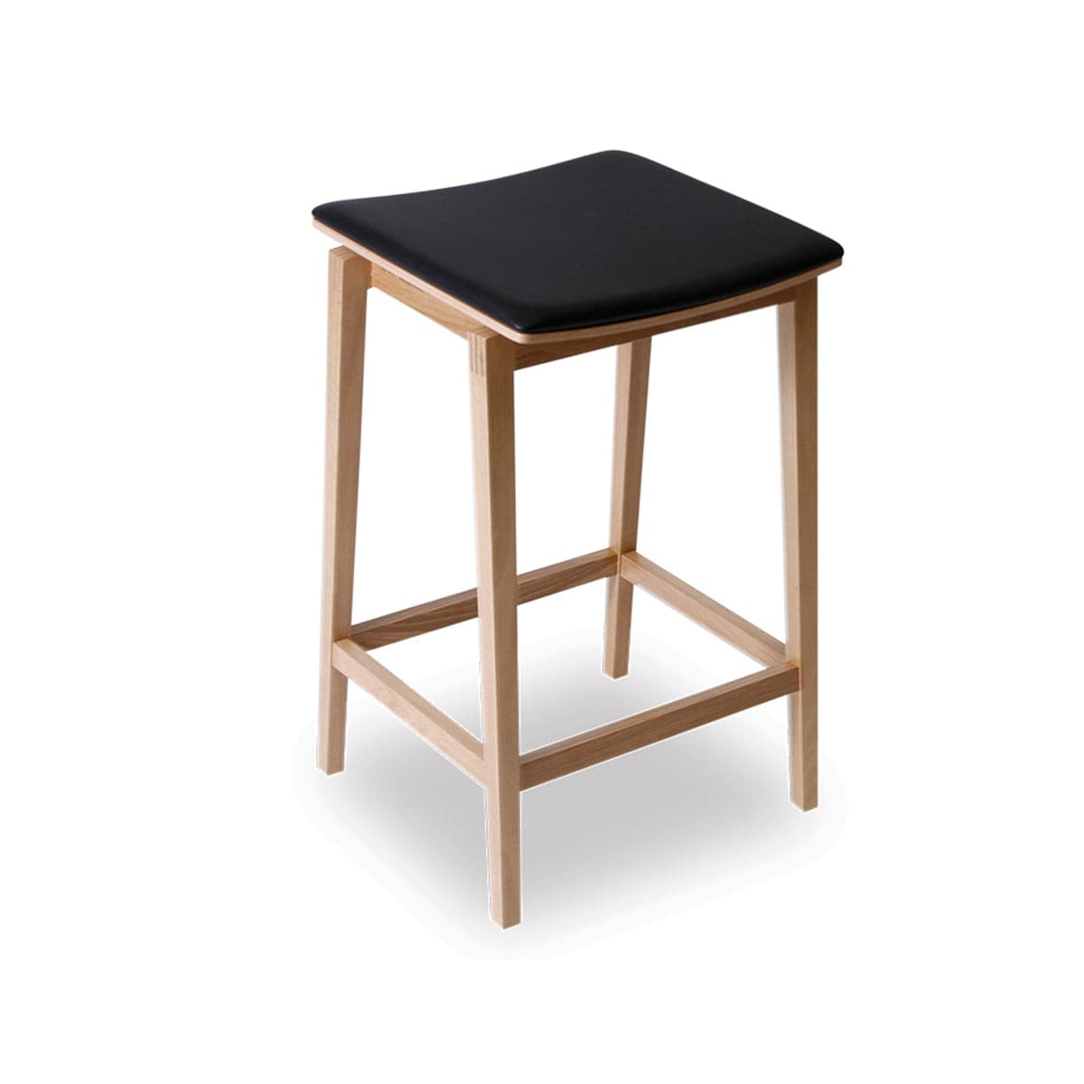 Stockholm Bar Stool (Natural Oak/Black Pad).