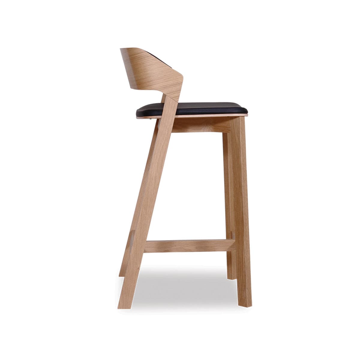 Merano Bar Stool (Natural Oak/Black Pad).