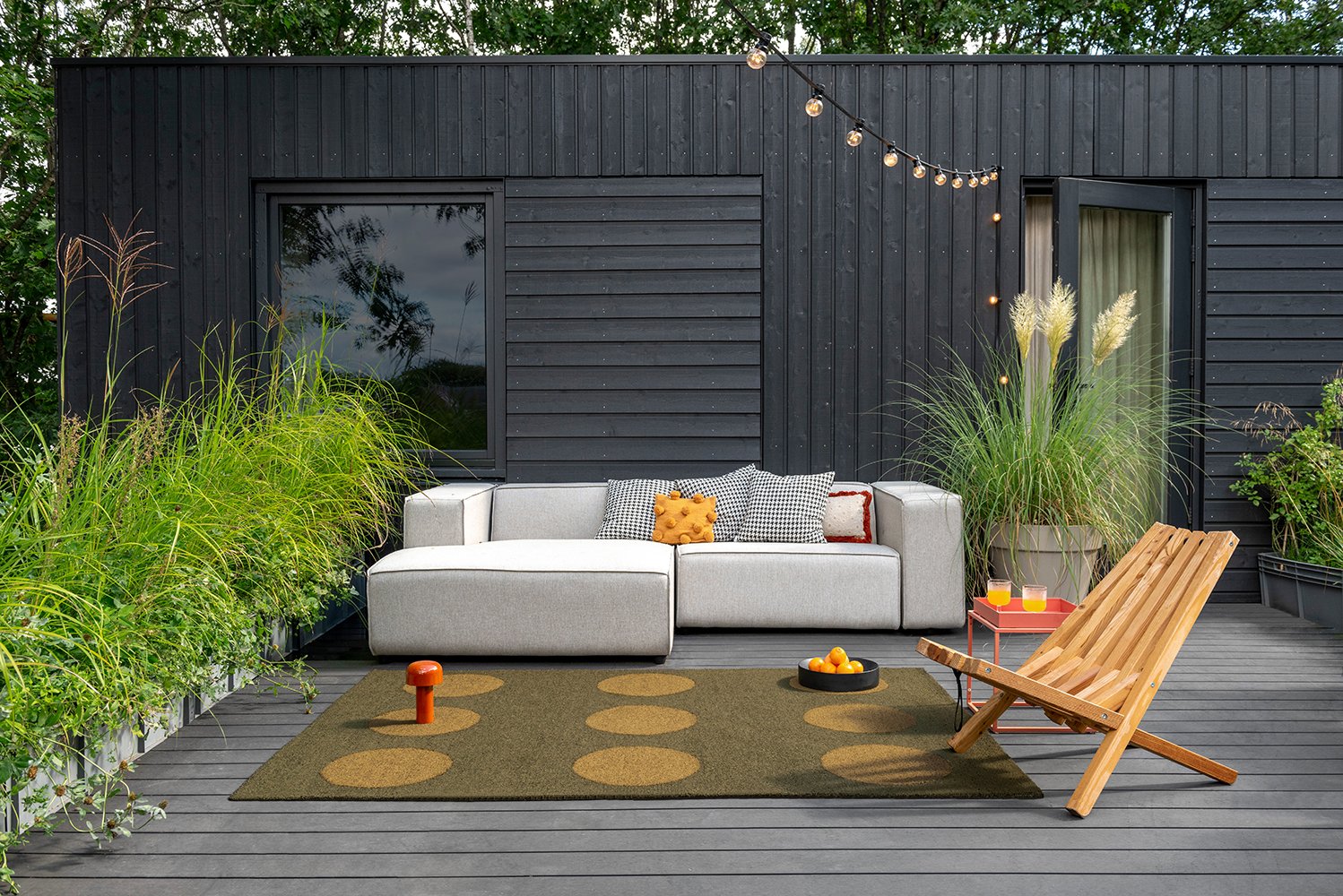 Habitat Festival Dots Rug - Olive Green - Outdoor - 495817