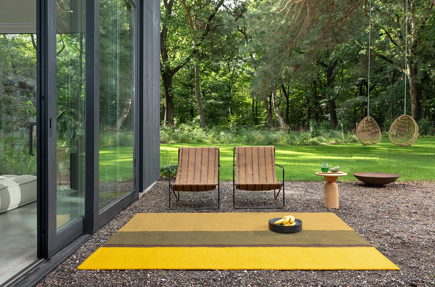 Habitat Festival Stripe Rug - Yellow - Outdoor - 496516