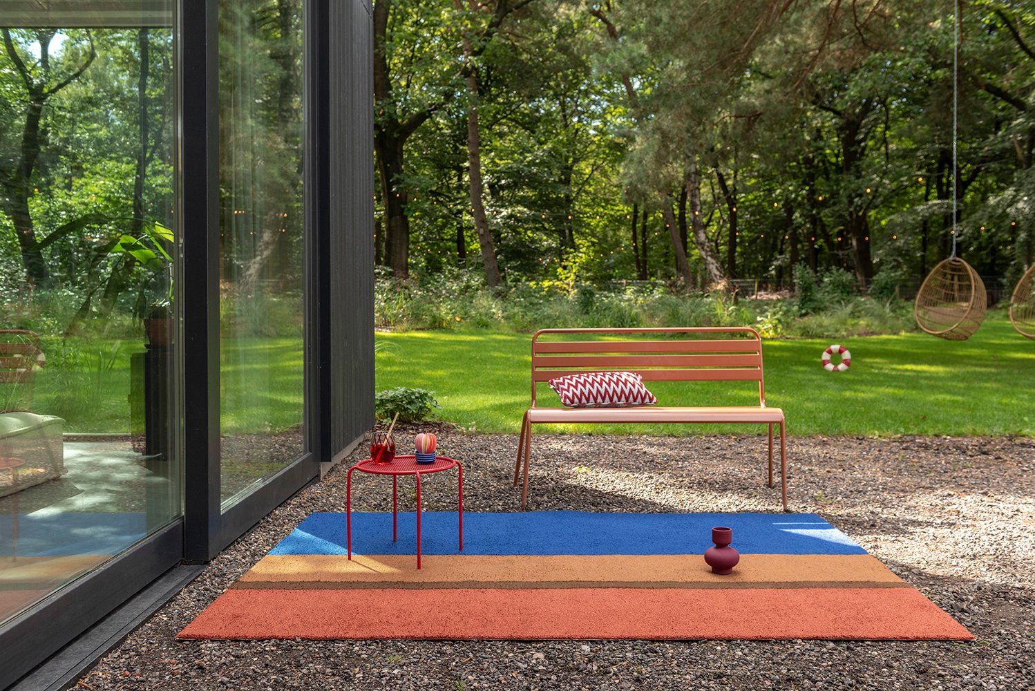 Habitat Festival Stripe Rug - Blue - Outdoor - 496518