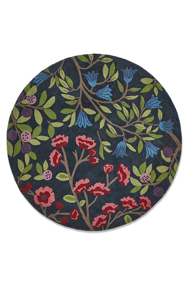 Foraging Round Rug - Indigo - 146618
