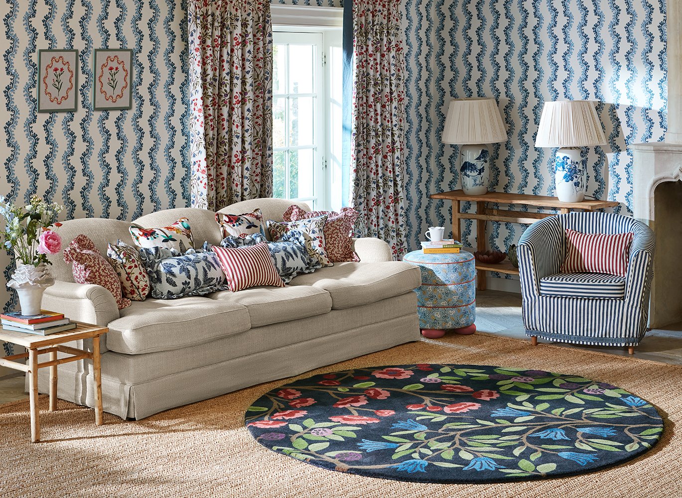 Foraging Round Rug - Indigo - 146618