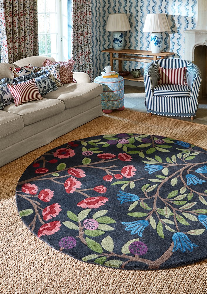 Foraging Round Rug - Indigo - 146618