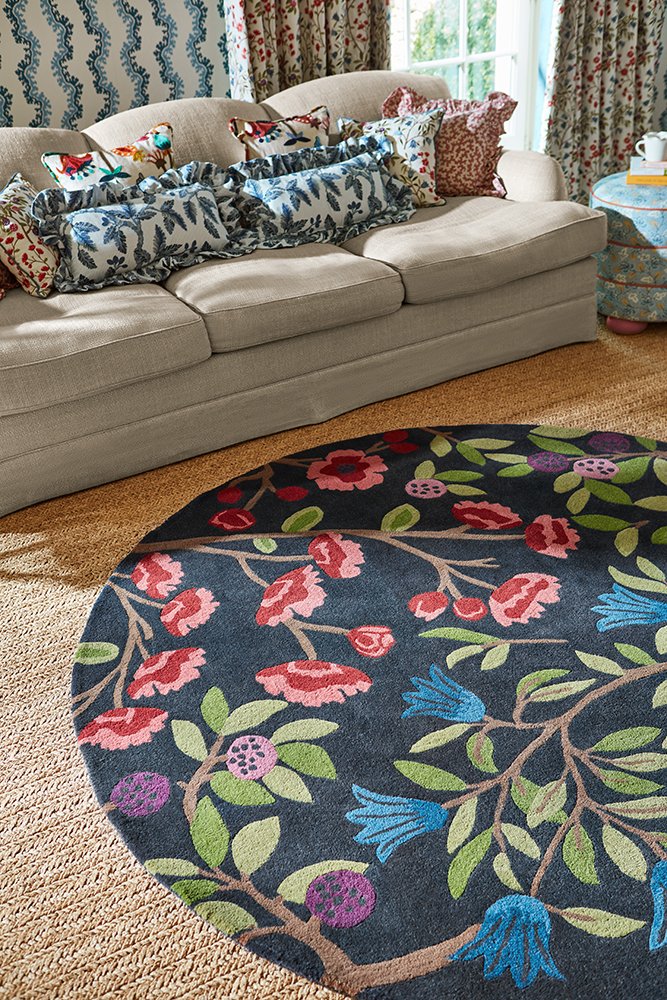 Foraging Round Rug - Indigo - 146618