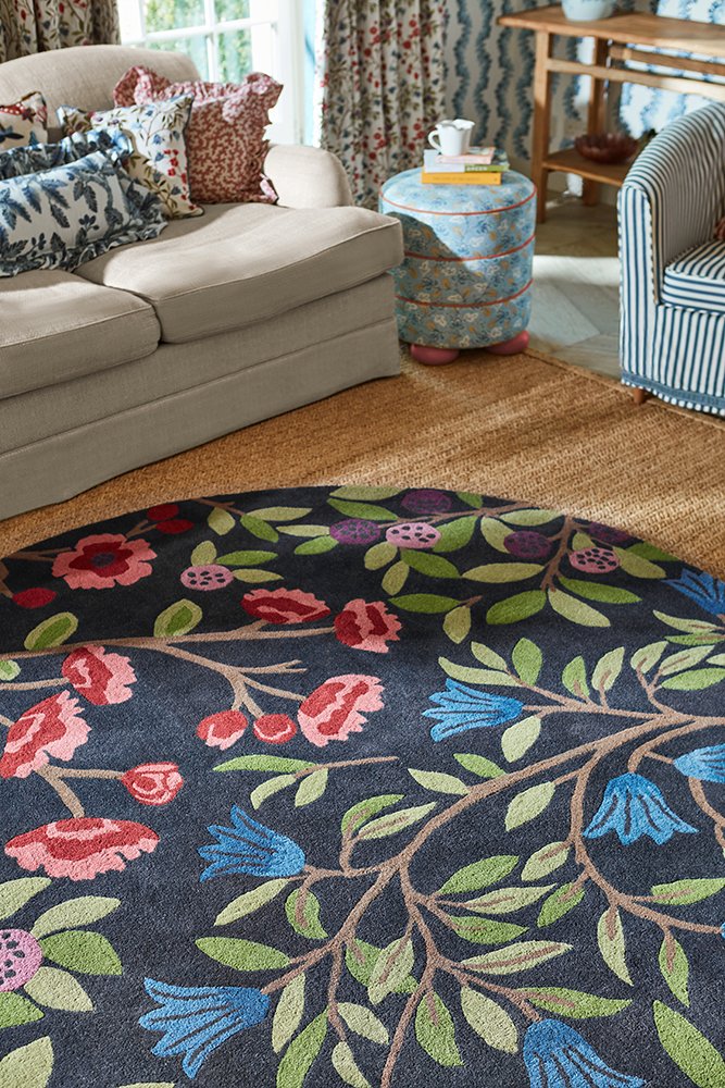 Foraging Round Rug - Indigo - 146618