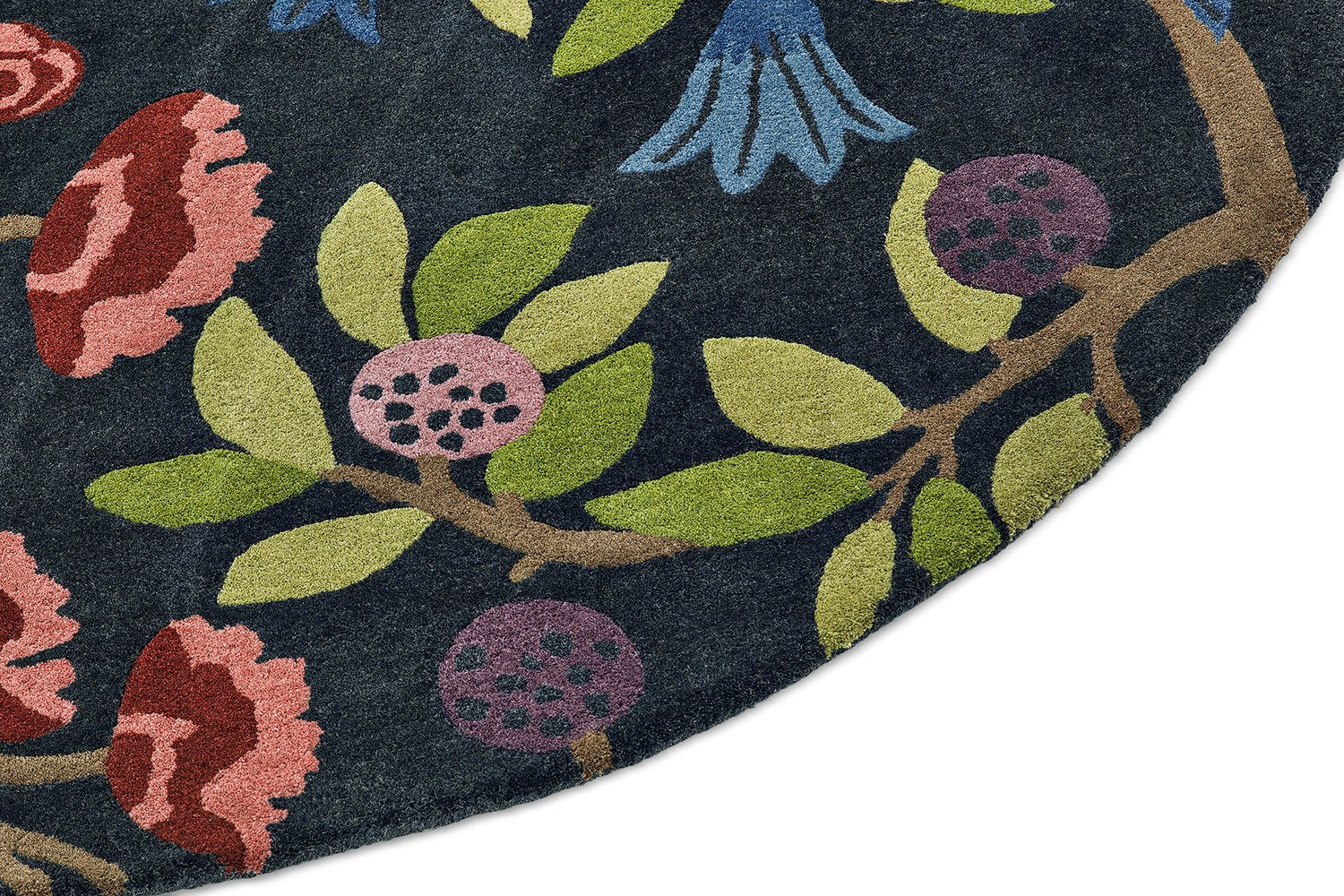 Foraging Round Rug - Indigo - 146618