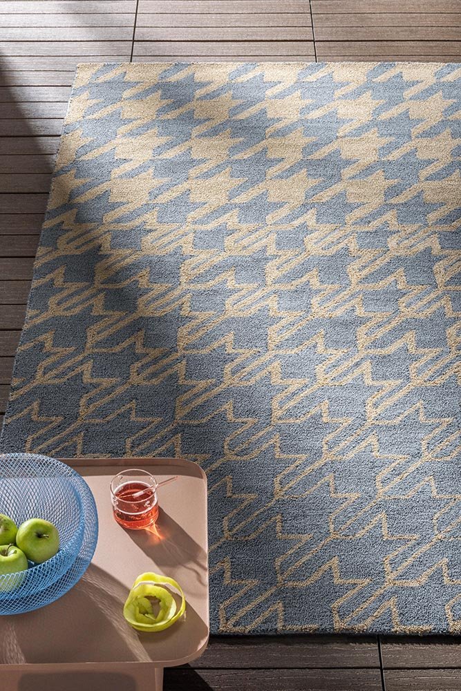 Houndstooth Rug - Washed Blue - Outdoor - 455708