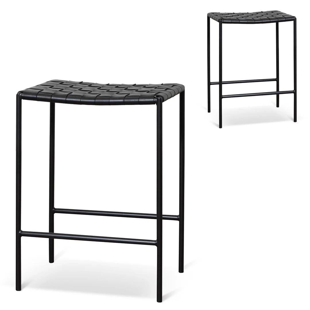 Anika Bar Stool - Black Frame - Black - Set of 2
