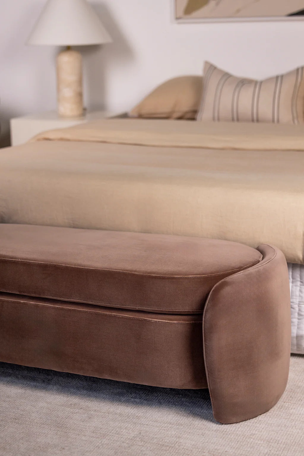 Jude Coco Long Ottoman Bench - Mocha