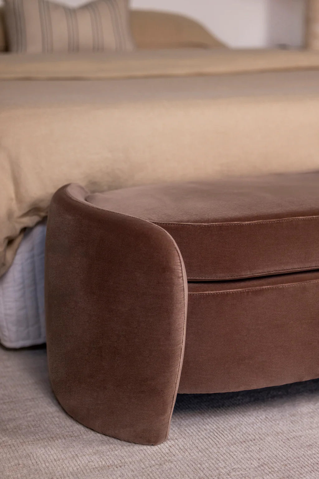 Jude Coco Long Ottoman Bench - Mocha