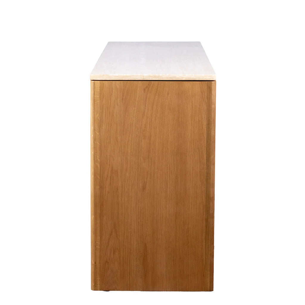 Grange -Electric Fireplace - Sideboard - Travertine Top