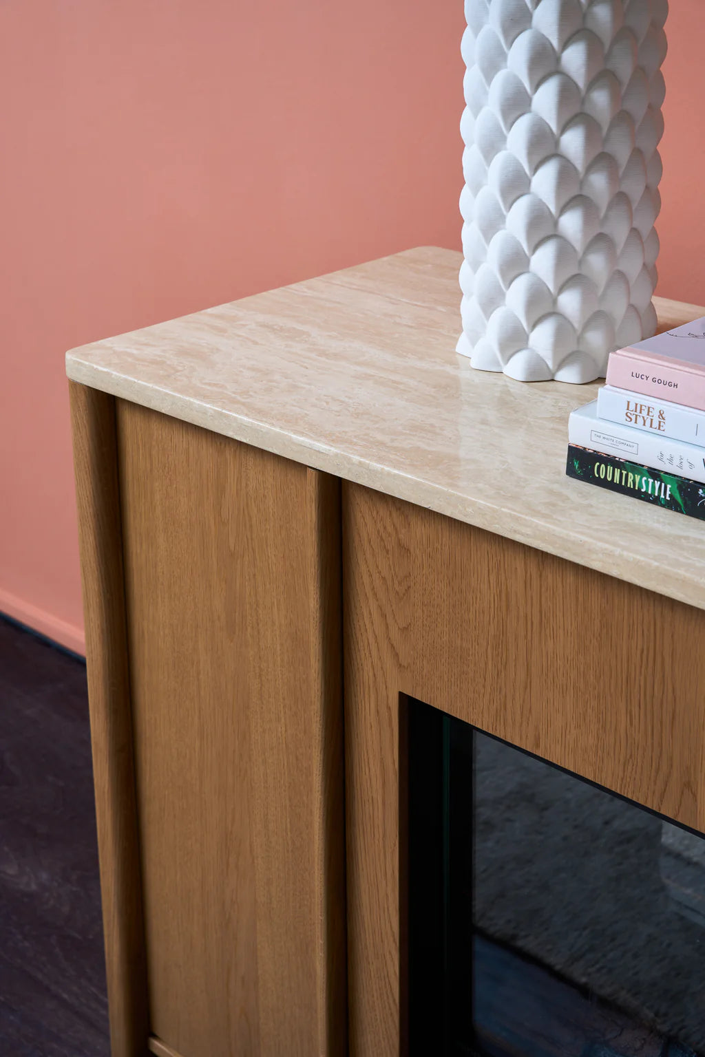 Grange -Electric Fireplace - Sideboard - Travertine Top