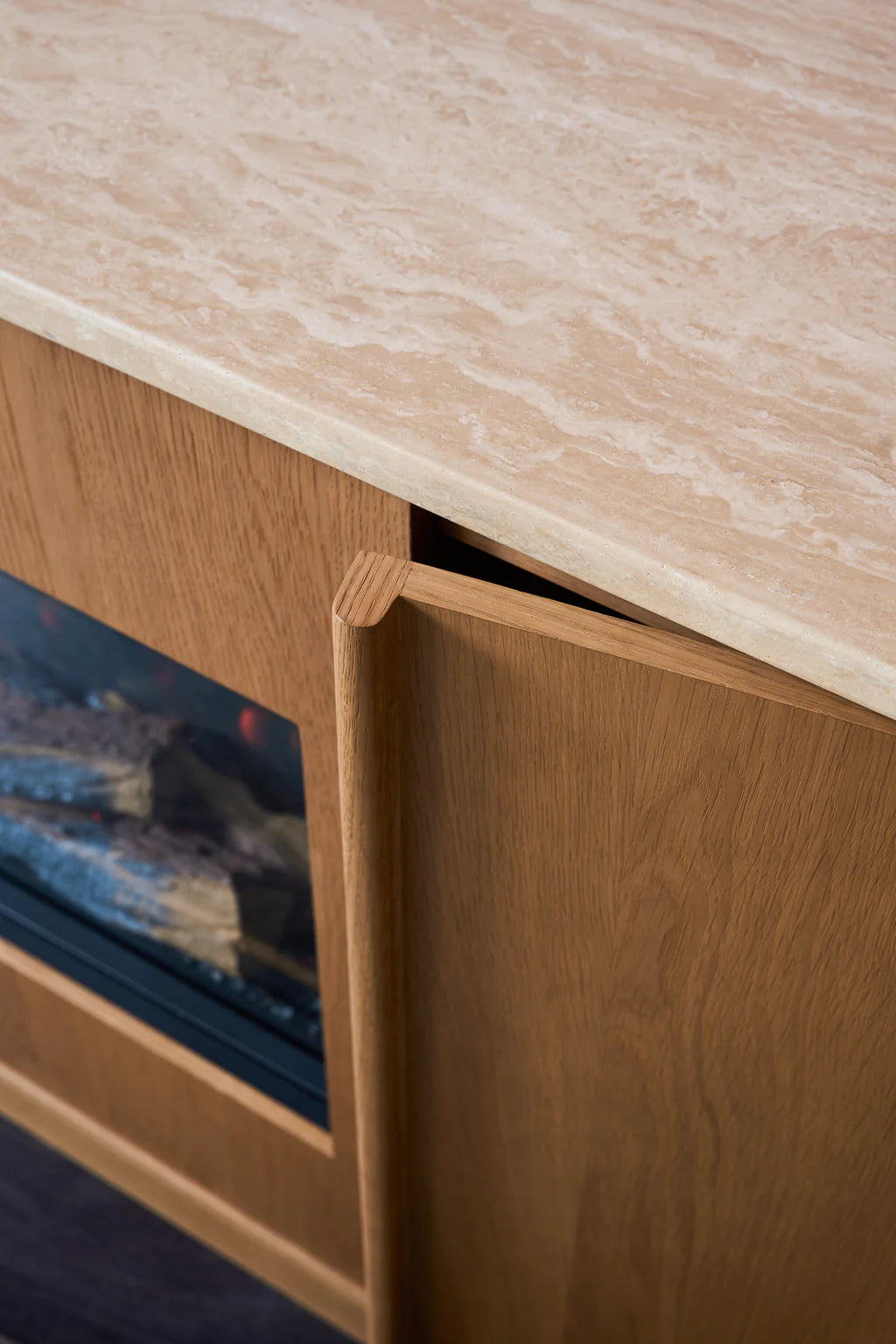 Grange -Electric Fireplace - Sideboard - Travertine Top