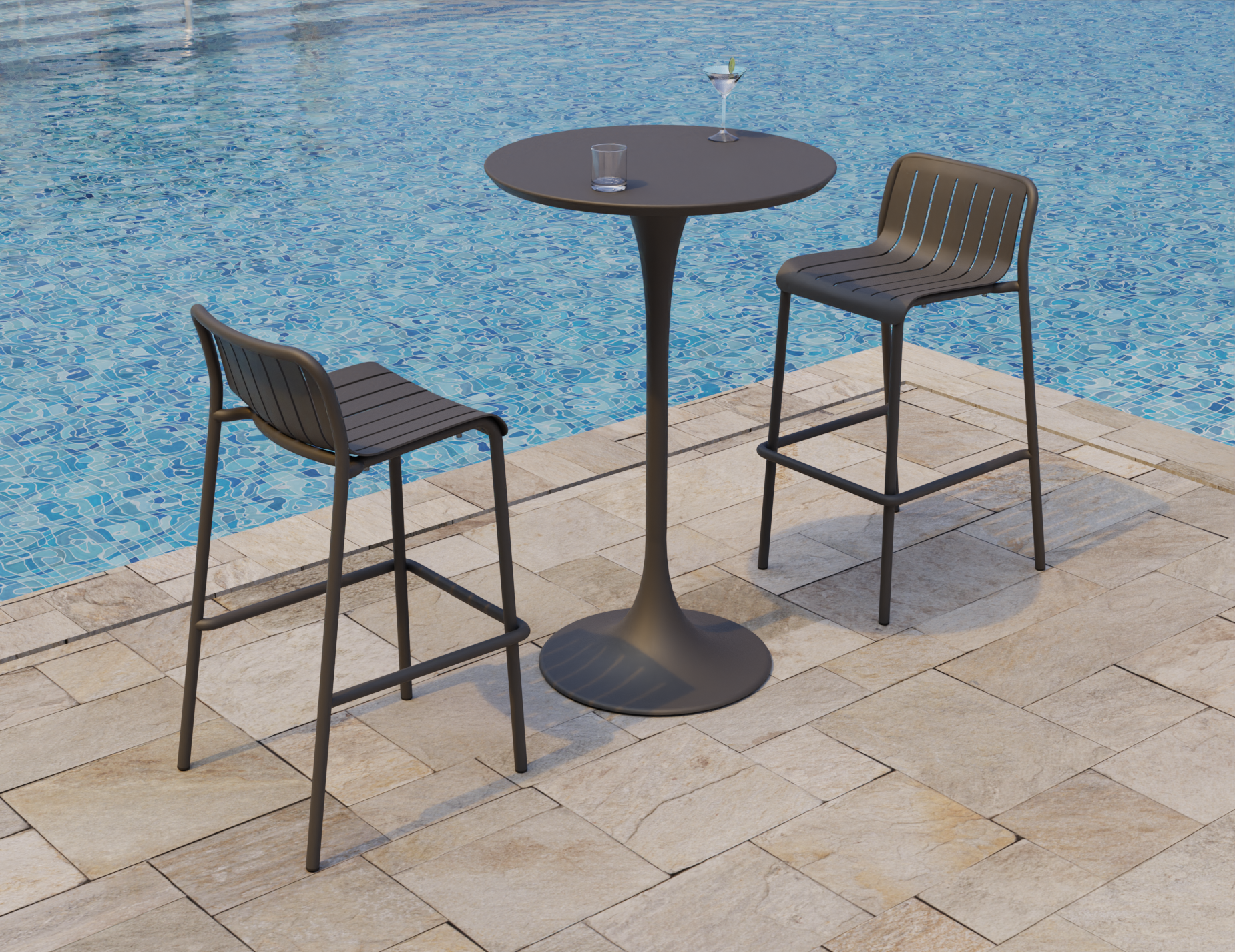 Roku Bar Stool - Outdoor - Matt Charcoal
