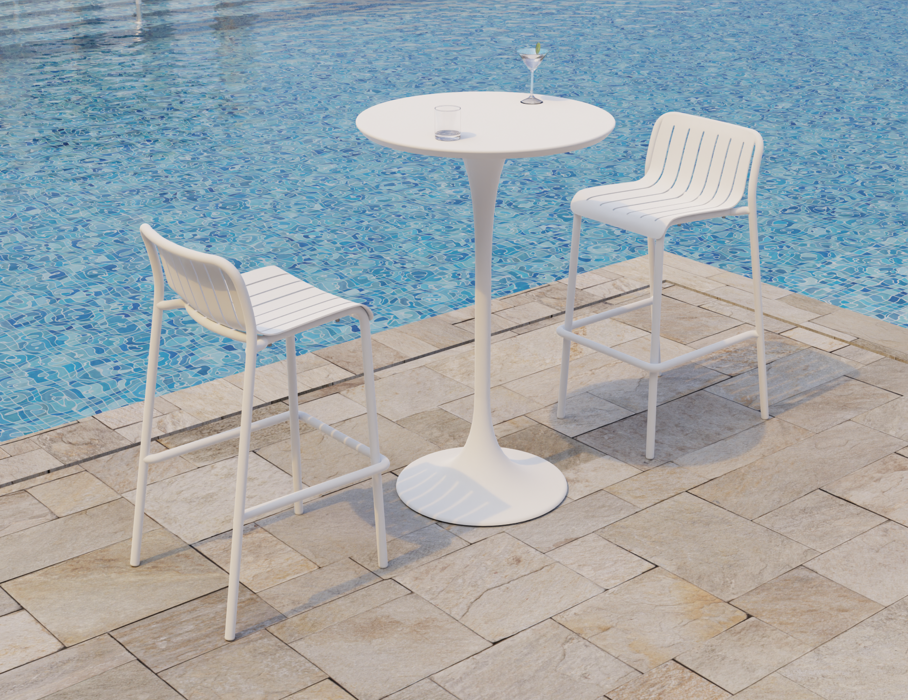 Roku Bar Stool - Outdoor - Matte White
