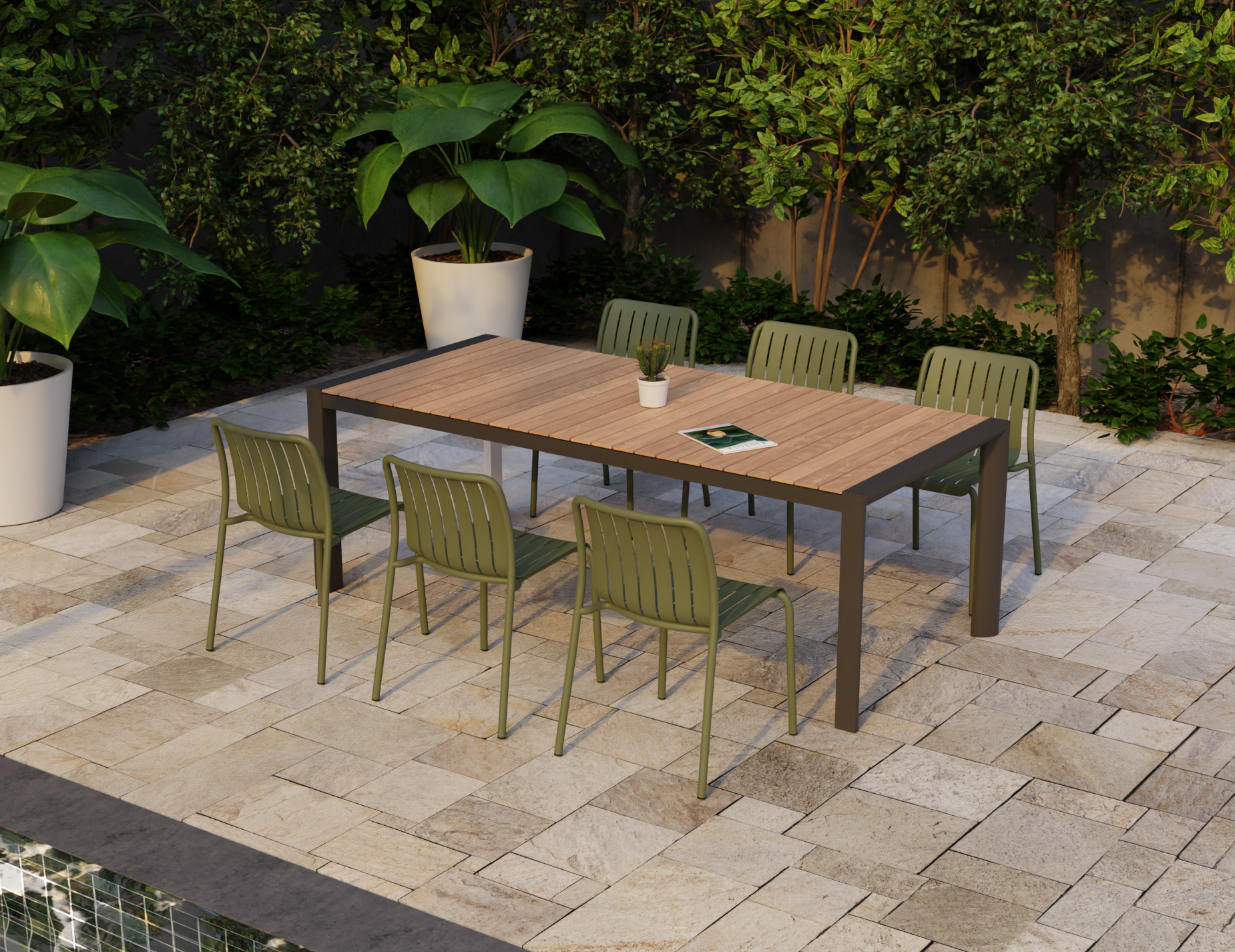 Roku Dining Chair - Outdoor - Matt Eucalyptus Green