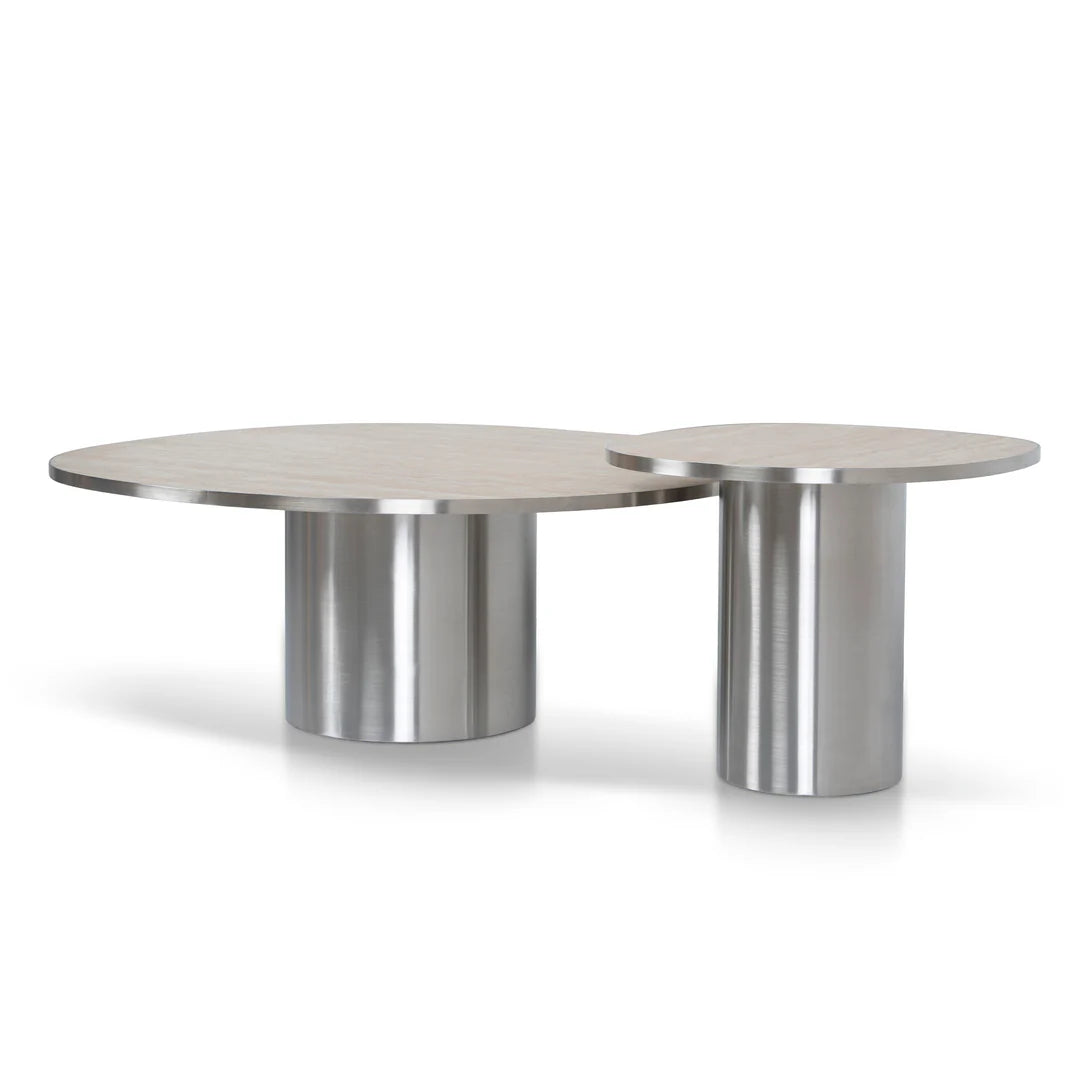 Aurum Nested Porcelain Coffee Table - Stainless Steel