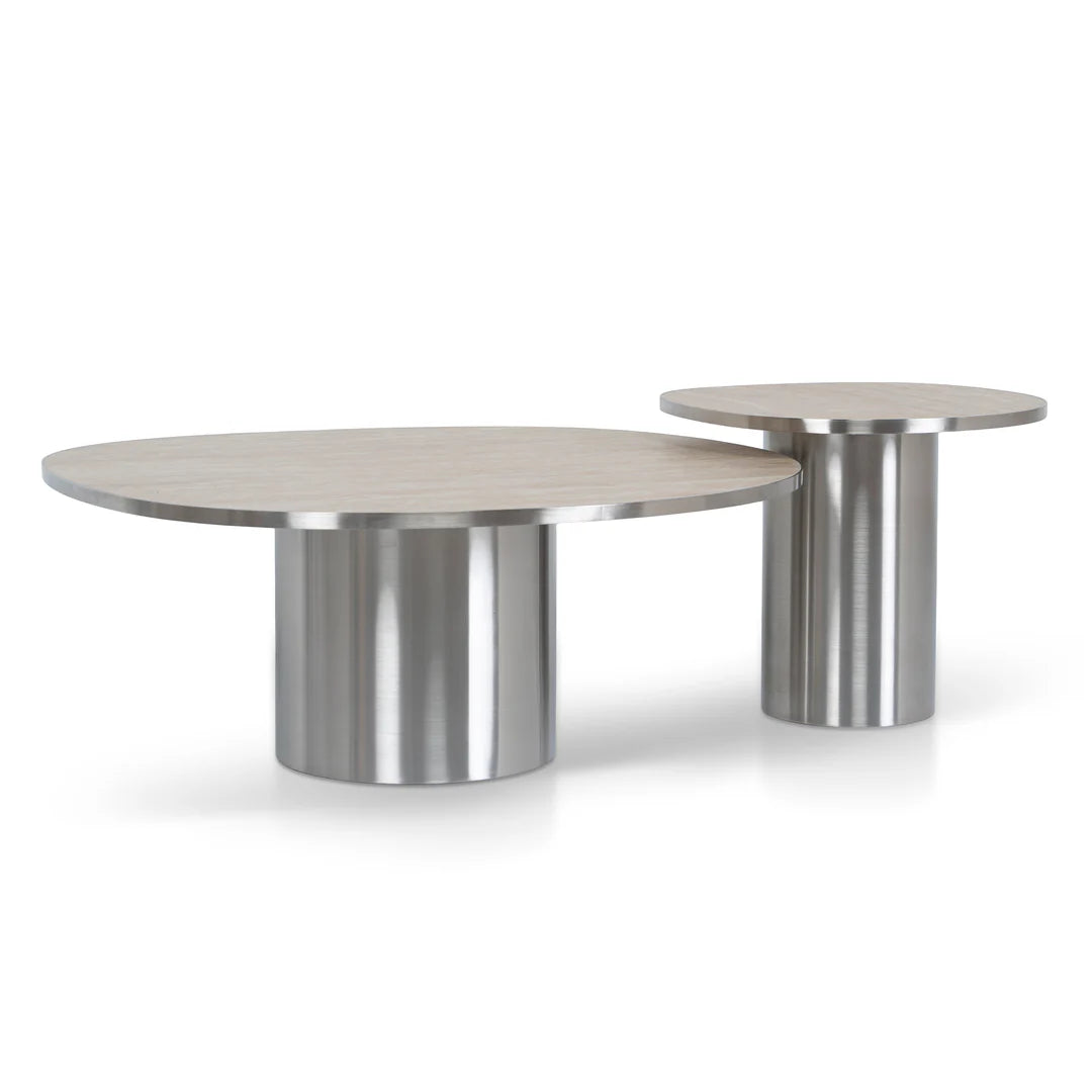 Aurum Nested Porcelain Coffee Table - Stainless Steel