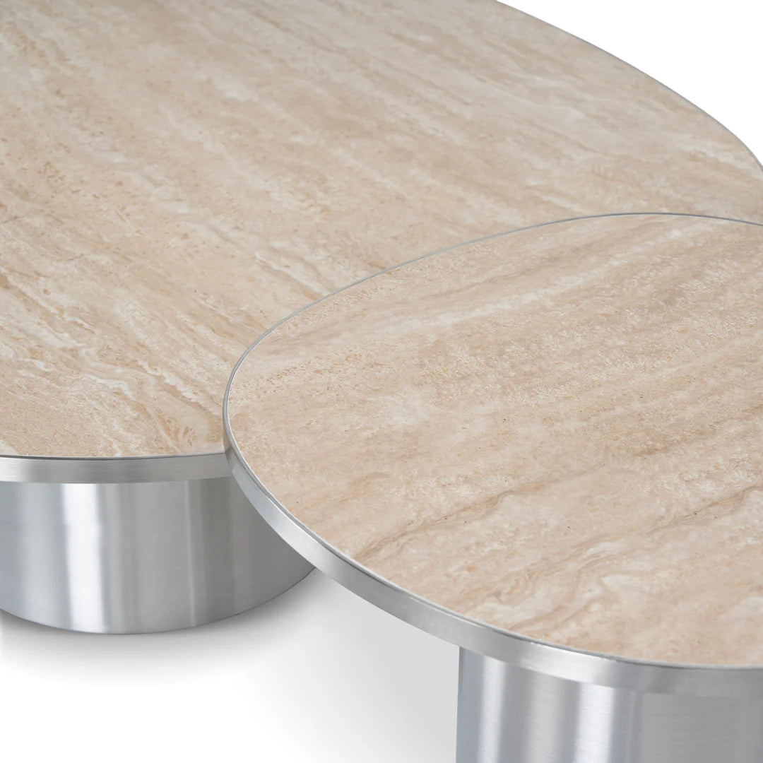 Aurum Nested Porcelain Coffee Table - Stainless Steel