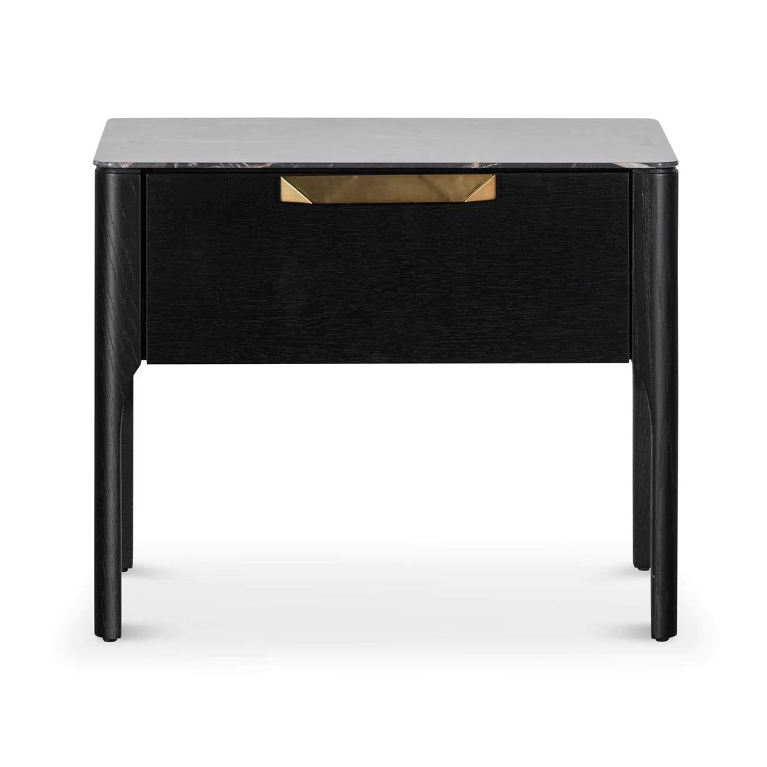 Allison Bedside Table - Black/Porcelain Marble Top