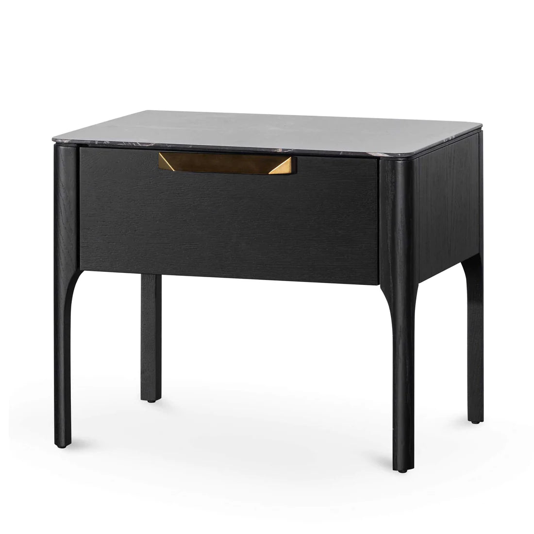 Allison Bedside Table - Black/Porcelain Marble Top