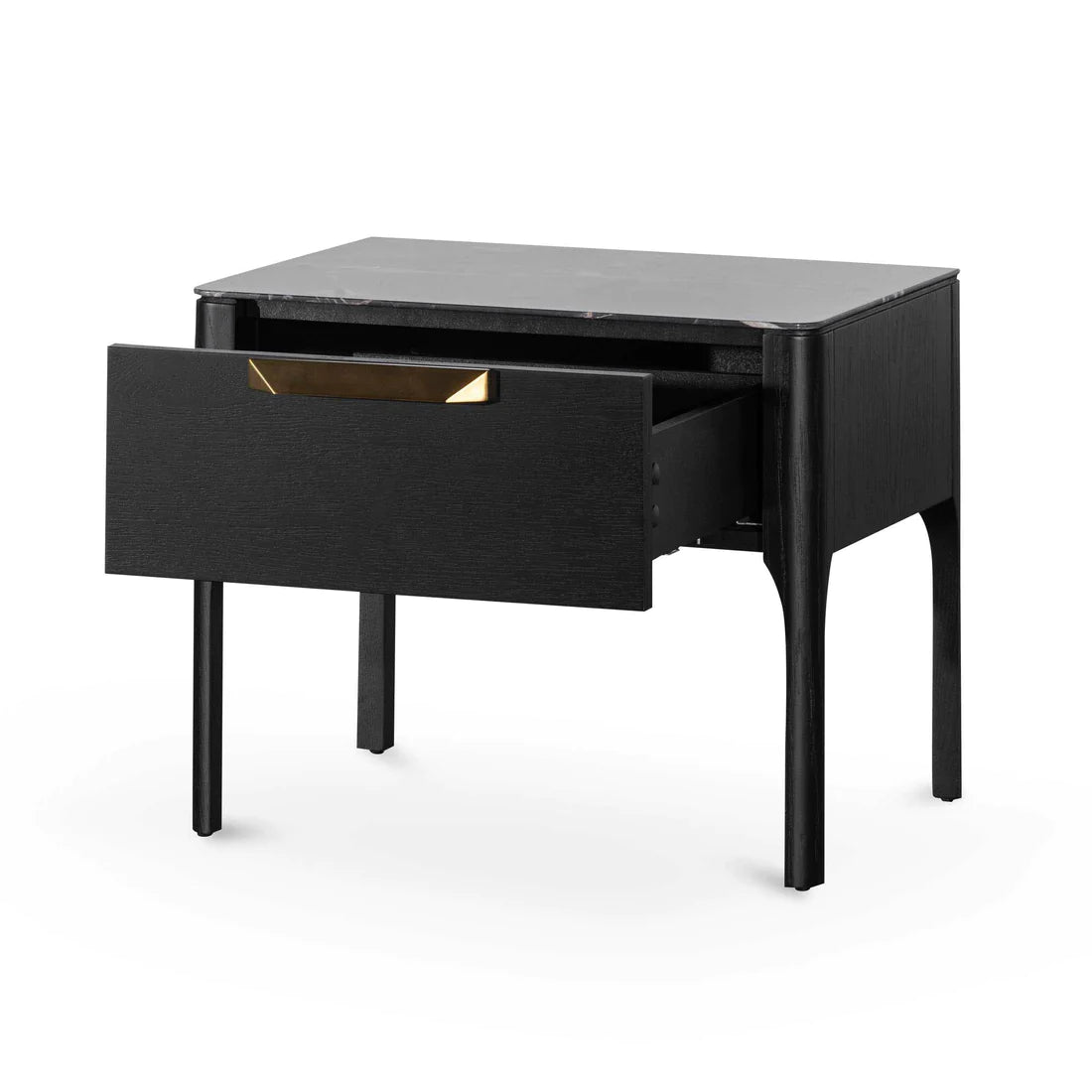 Allison Bedside Table - Black/Porcelain Marble Top