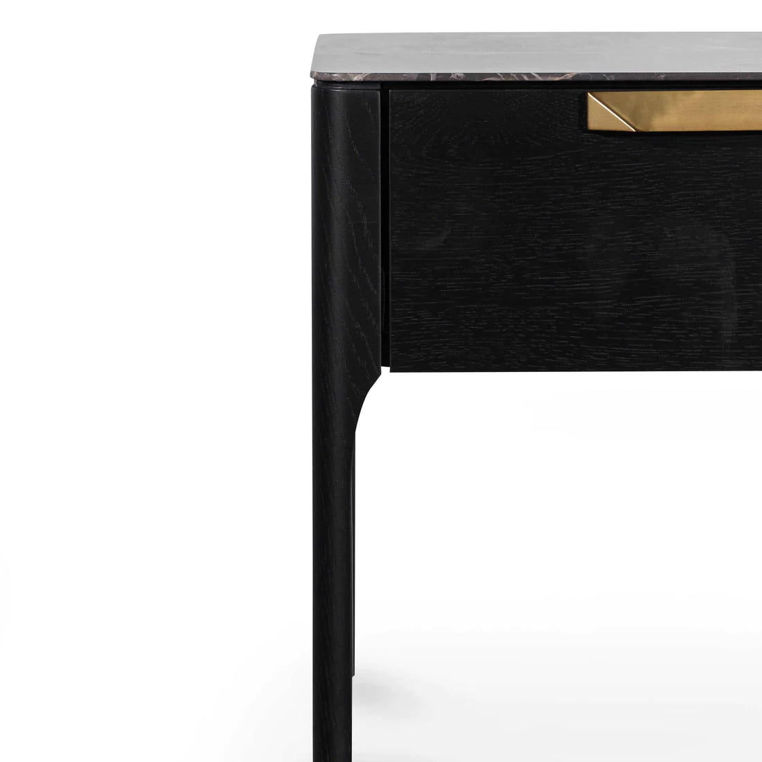 Allison Bedside Table - Black/Porcelain Marble Top