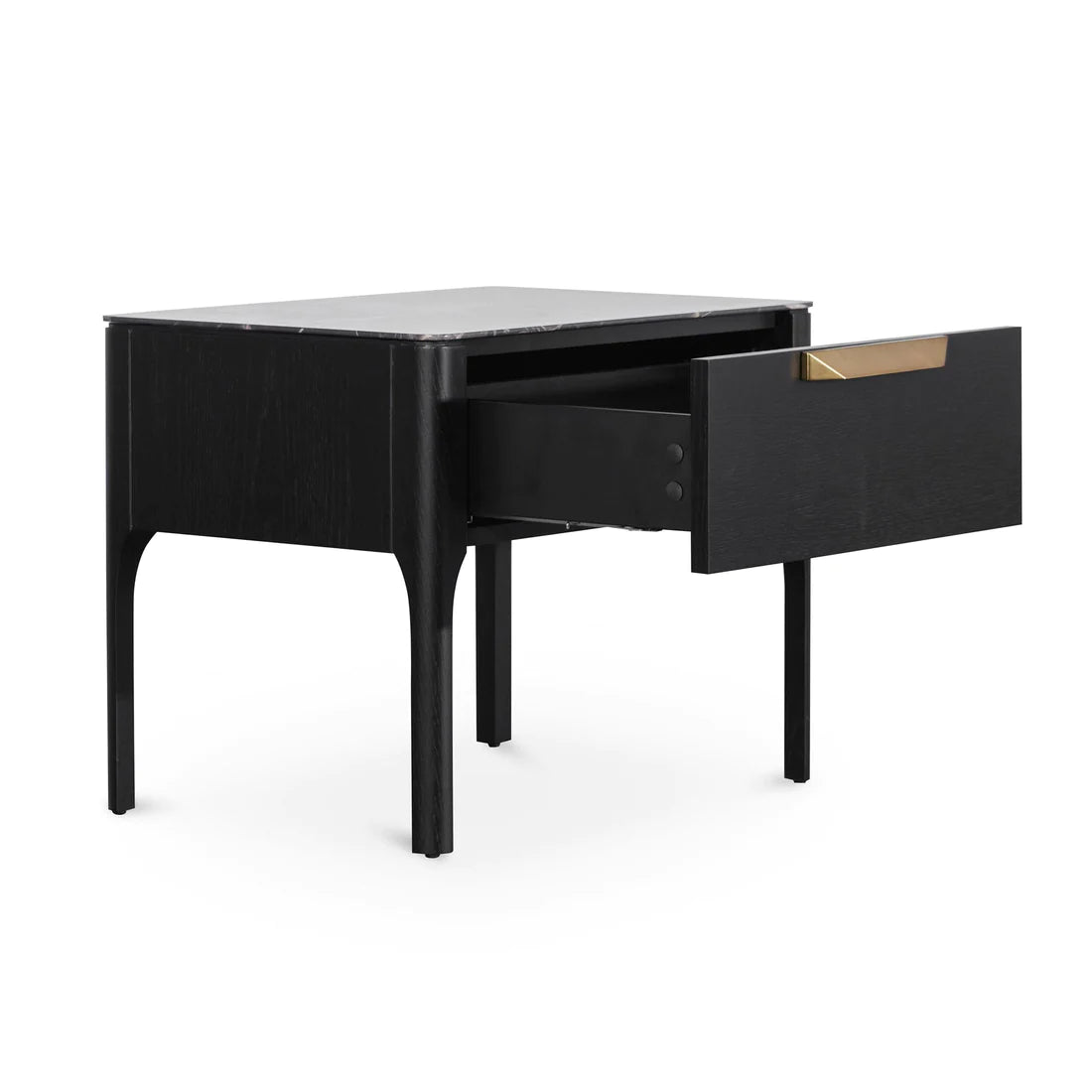 Allison Bedside Table - Black/Porcelain Marble Top