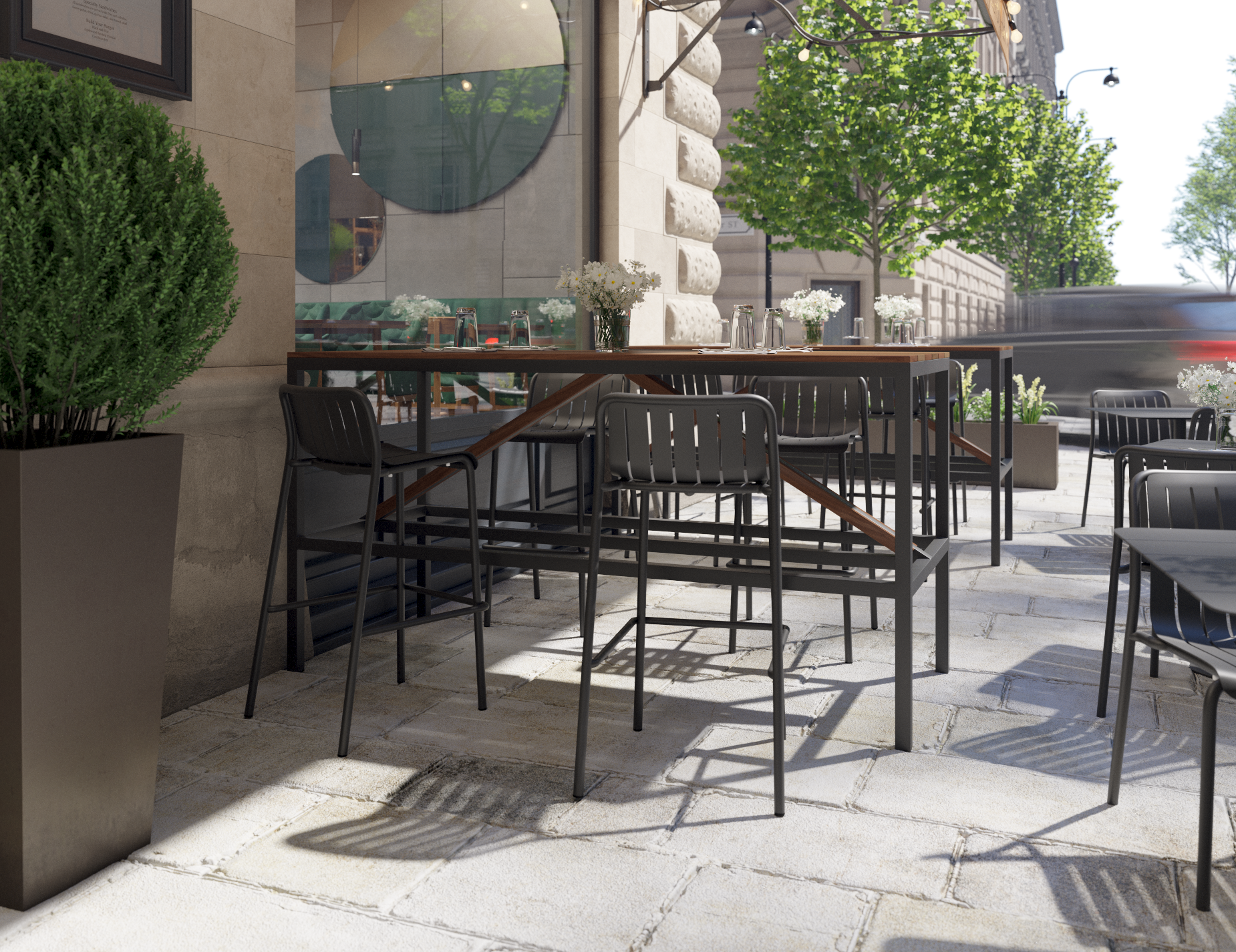 Roku Bar Stool - Outdoor - Matt Charcoal