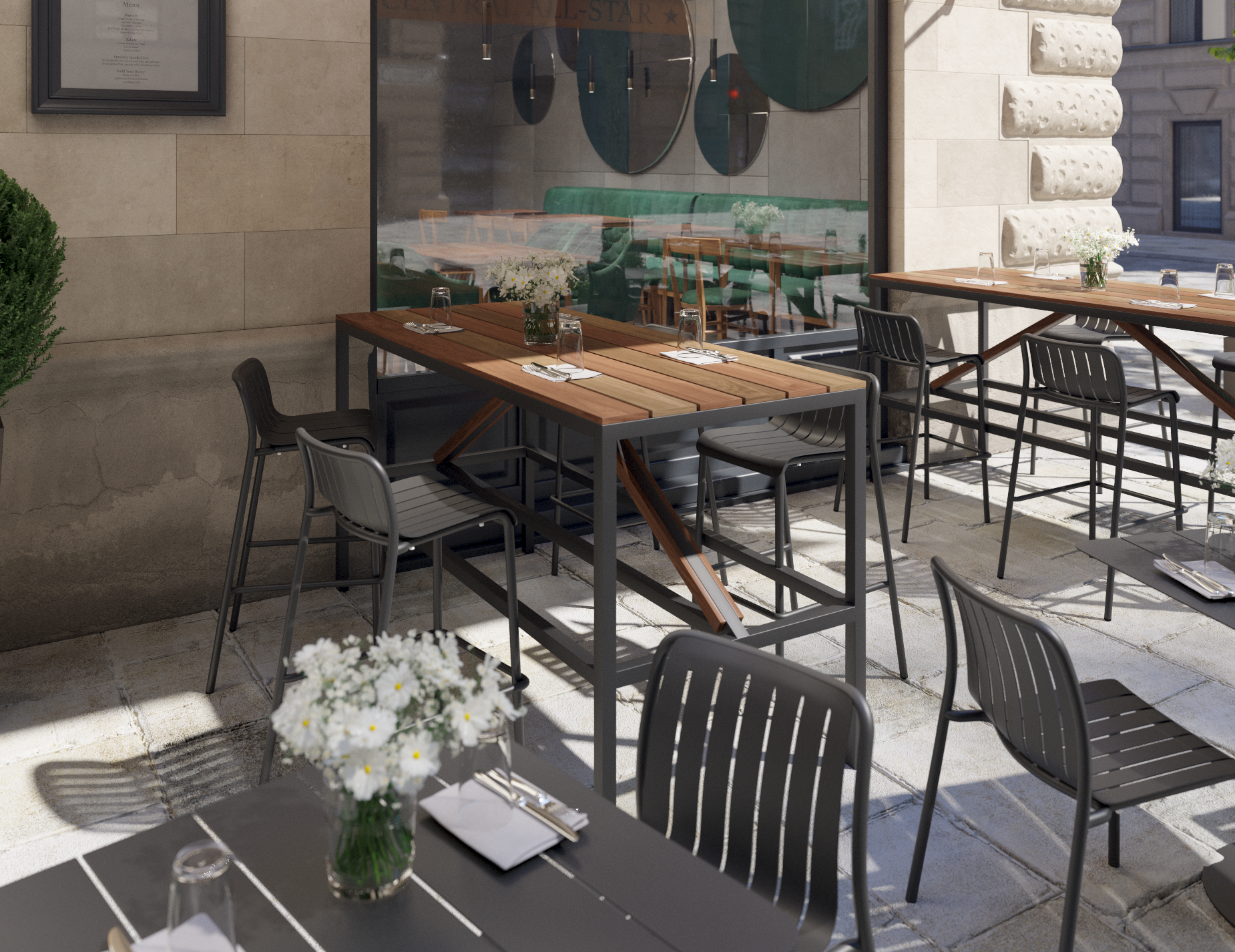 Roku Bar Stool - Outdoor - Matt Charcoal