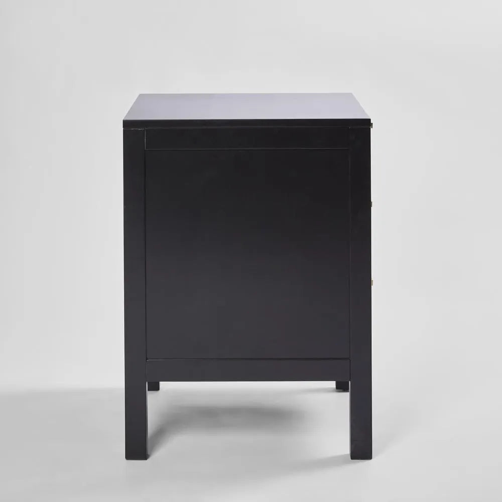 Santorini Bedside Table With 3 Drawers - Black