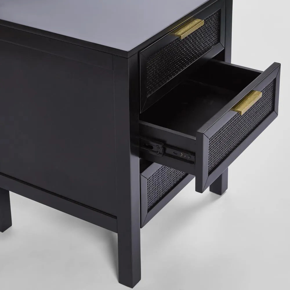 Santorini Bedside Table With 3 Drawers - Black