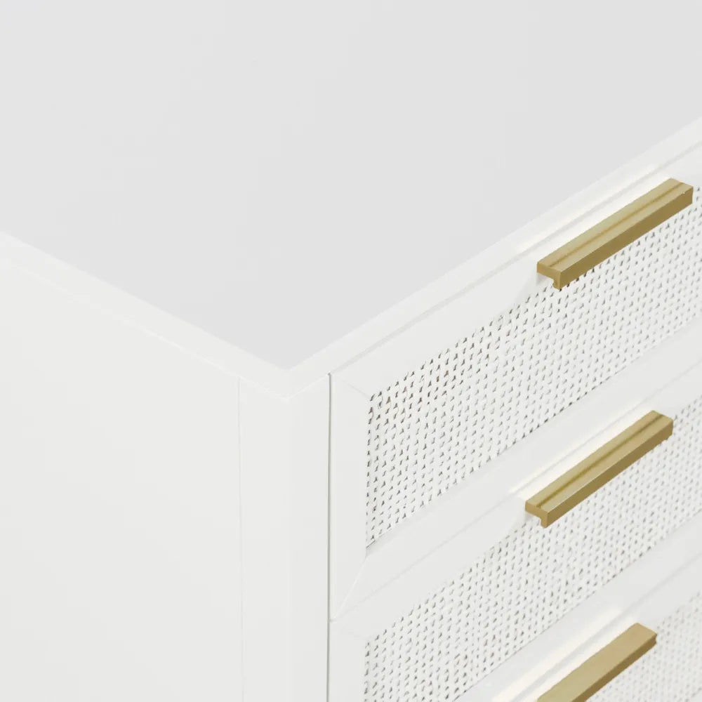 Santorini Bedside Table With 3 Drawers - White