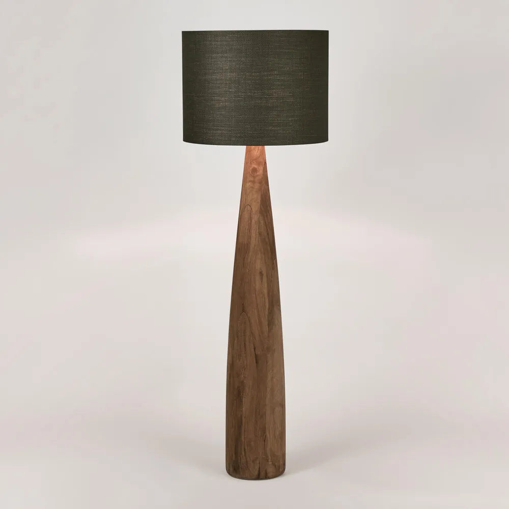 Samson Wood Floor Lamp Saddle Base - Black Shade