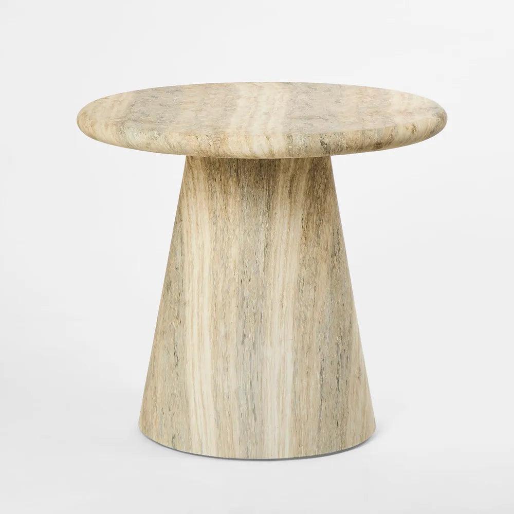 Parisi Round Side Table - Grey Travertine Look