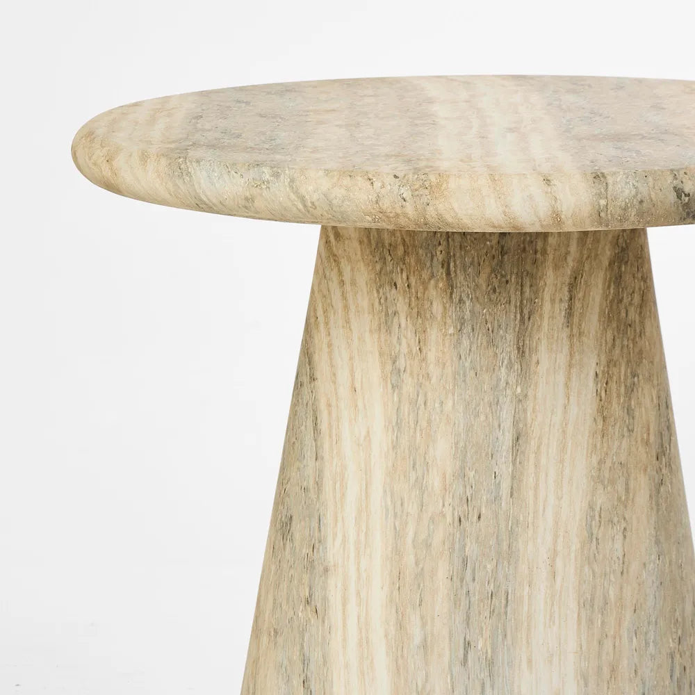 Parisi Round Side Table - Grey Travertine Look